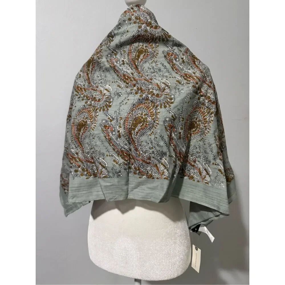 Anthropologie NWT scarves wrap light blue paisley print shimmer